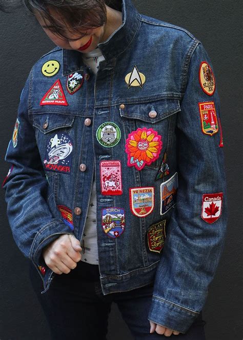 denim patches sew on|sew patches on denim jacket.